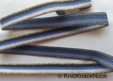Black, Blue, White And Bronze Thread Lace Trim